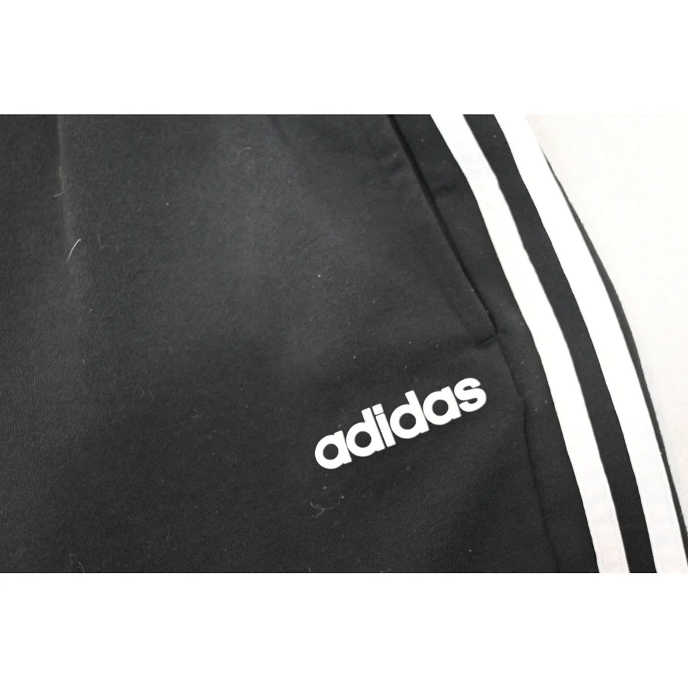 Adidas Joggers Mens Large Black Three Stripe Drawstring Sweatpants Excellent